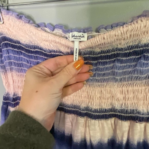 Spendid Striped Strapless High Low Midi Dress Size Medium - Picture 4 of 7